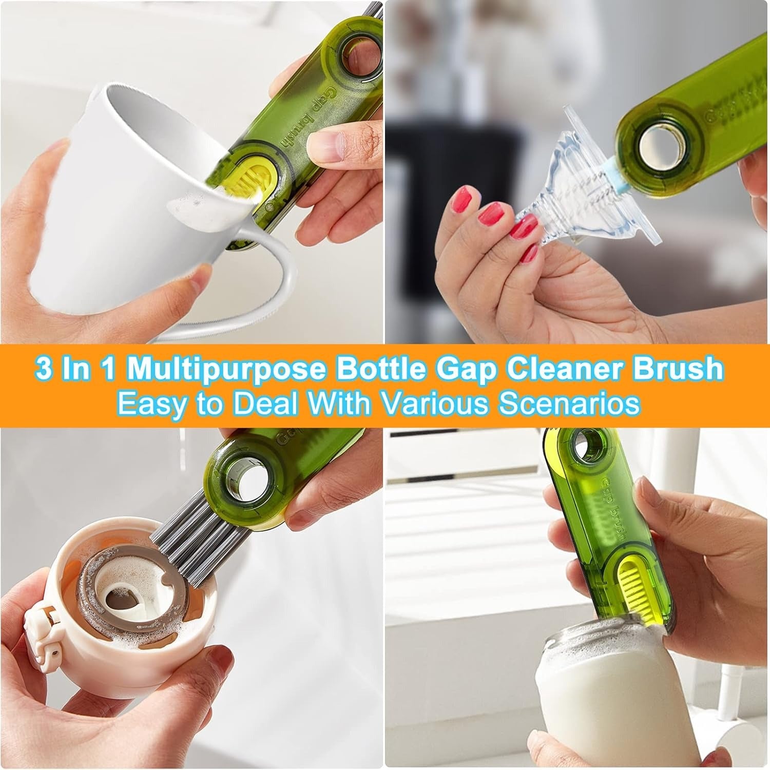 3 in 1 Multipurpose Bottle Gap Cleaner Brush-SR